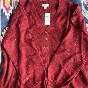 Style & Co Plus sweater, size 2X. Maroon with white speckles. Brand new w/ tags!